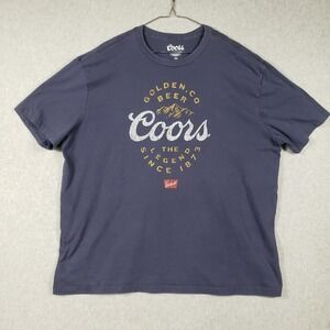 Coors Golden Beer Co The Legend Since 1873 Graphic Tee Shirt Blue Mens 2XL XXL